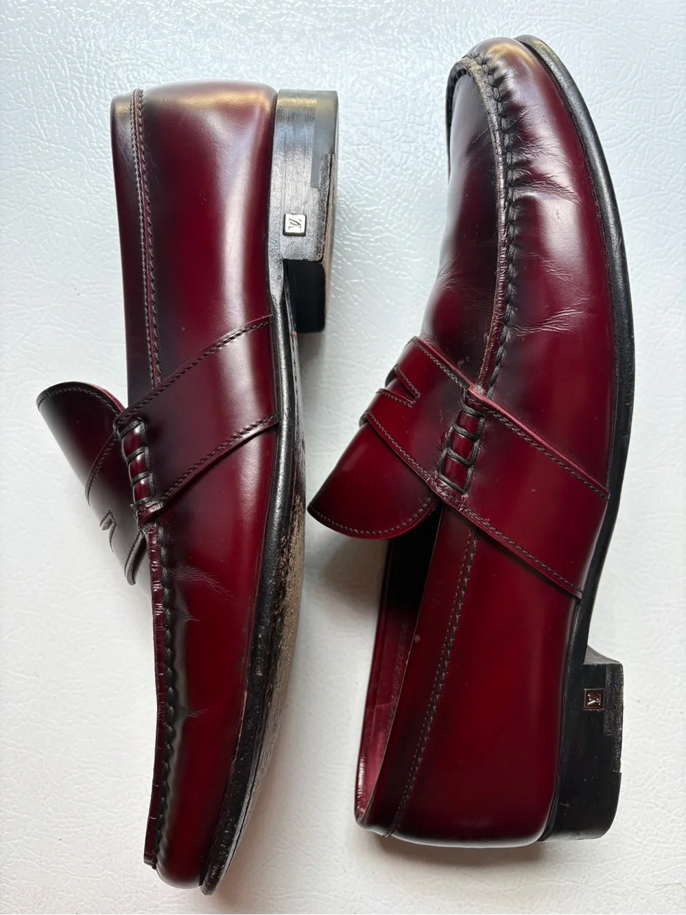 Louis Vuitton Men’s Burgundy Leather Penny Loafers